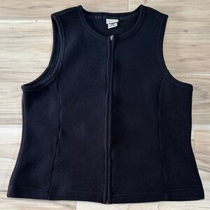 LL Bean Black Sleeveless Fitted Zip-Up Vest S